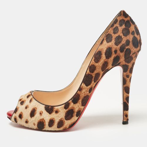 Christian Louboutin Brown/Beige Leopard Print Calf Hair Flo Pumps Size 40.5 - Christian Louboutin - Modalova