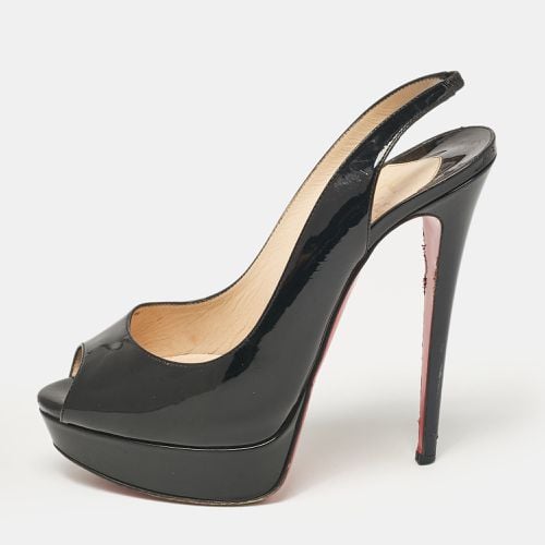 Christian Louboutin Black Patent Leather Lady Peep Slingback Pumps Size 39.5 - Christian Louboutin - Modalova