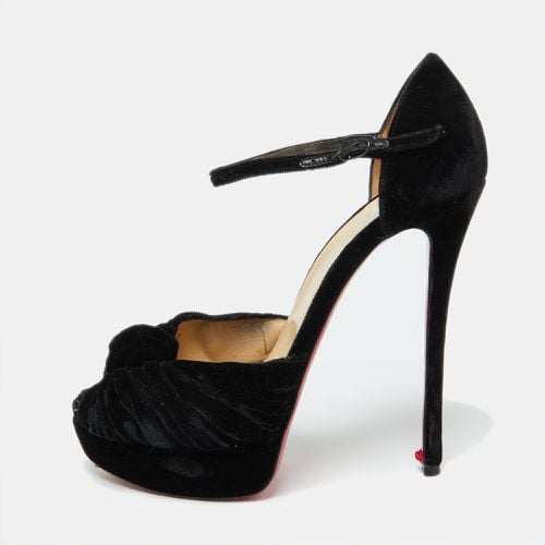 Christian Louboutin Black Velvet Marchavekel Platform Sandals Size 39 - Christian Louboutin - Modalova