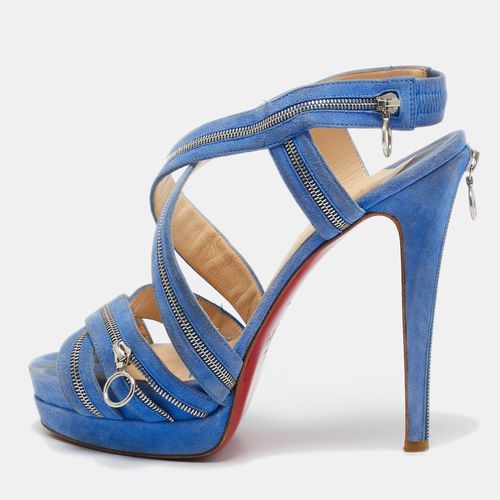 Christian Louboutin Blue Suede Rodita Sandals Size 37.5 - Christian Louboutin - Modalova