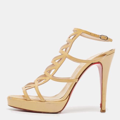 Christian Louboutin Beige Patent Leather Cut Out Strappy Sandals Size 37.5 - Christian Louboutin - Modalova