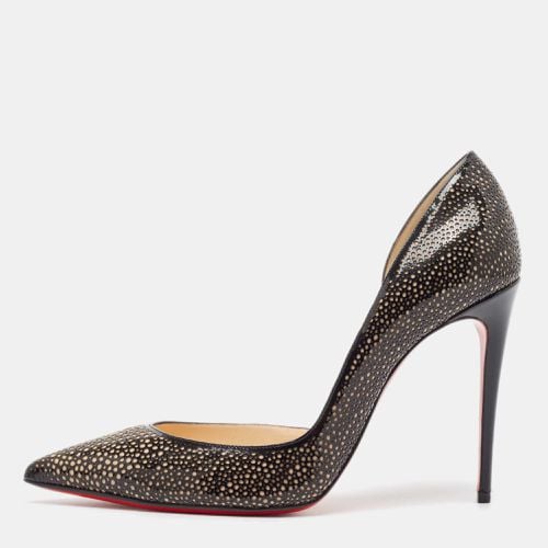 Christian Louboutin Black/Beige Laser Cut Patent Leather Iriza Pumps Size 37.5 - Christian Louboutin - Modalova