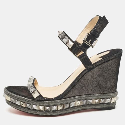 Christian Louboutin Black Suede Pyraclou Wedge Sandals Size 38 - Christian Louboutin - Modalova