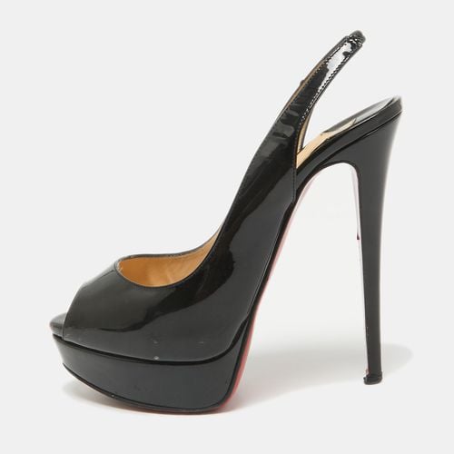 Christian Louboutin Black Patent Leather Lady Peep Slingback Pumps Size 39 - Christian Louboutin - Modalova