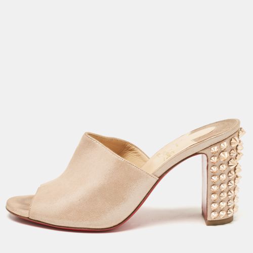 Christian Louboutin Beige Shimmer Suede Spike Heel Slide Sandals Size 36.5 - Christian Louboutin - Modalova