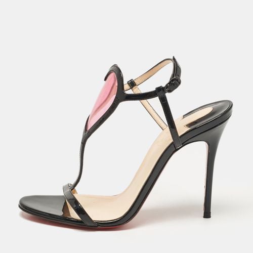 Christian Louboutin Black Patent Leather and PVC Cora Heart Ankle Strap Sandals Size 36 - Christian Louboutin - Modalova