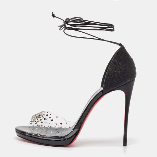 Christian Louboutin Black/Transparent Degratina Frou 120 Ankle Strap Sandals Size 40 - Christian Louboutin - Modalova