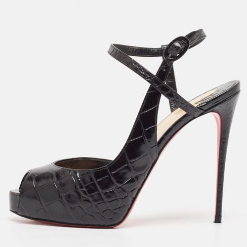 Christian Louboutin Black Embossed Croc Jenlove Alta Sandals Size 38 - Christian Louboutin - Modalova