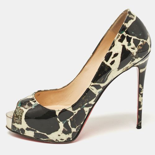 Christian Louboutin Black/Cream Printed Patent Leather New Very Prive Pumps Size 35 - Christian Louboutin - Modalova