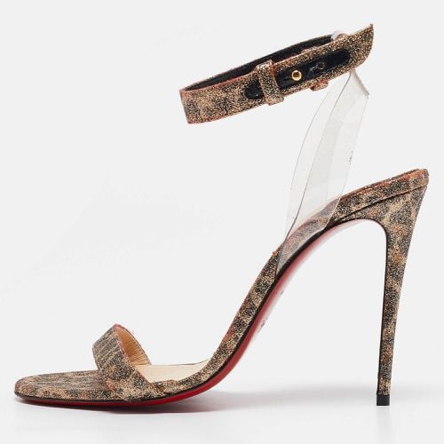 Christian Louboutin Gold Leopard Print Glitter and PVC Jonatina Sandals Size 38 - Christian Louboutin - Modalova