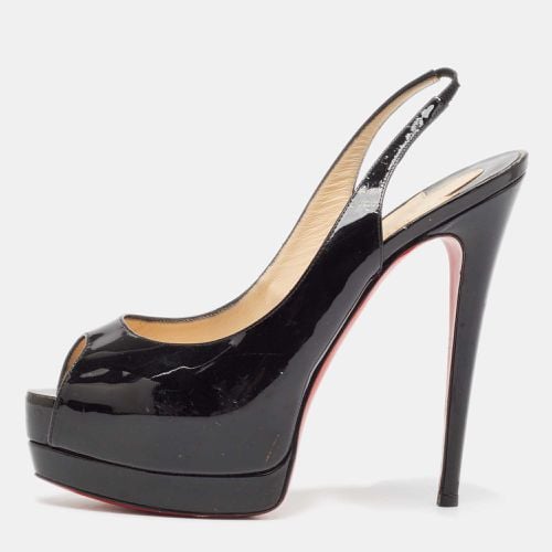 Christian Louboutin Black Patent Leather Lady Peep Sling Peep Toe Pumps Size 38.5 - Christian Louboutin - Modalova