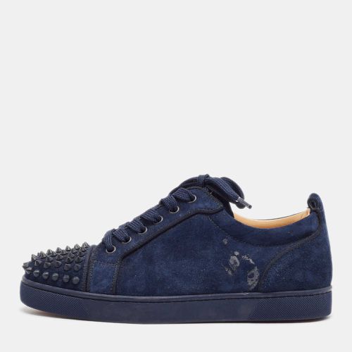 Christian Louboutin Navy Blue Suede Louis Junior Spikes Low Top Sneakers Size 39.5 - Christian Louboutin - Modalova