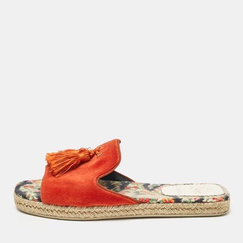 Christian Louboutin Orange Velvet Espadrille Flat Slides Size 39 - Christian Louboutin - Modalova