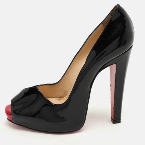 Christian Louboutin Black Patent Leather Carroseria Peep Toe Pumps Size 37 - Christian Louboutin - Modalova