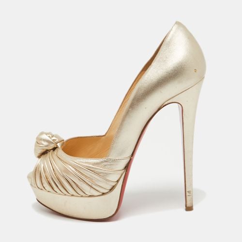 Christian Louboutin Gold Leather Jenny Peep Toe Pumps Size 38 - Christian Louboutin - Modalova