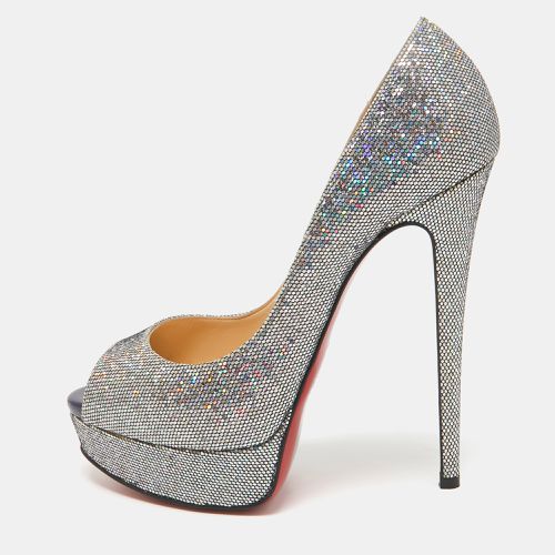 Christian Louboutin Metallic Glitter Lady Peep Peep Toe Pumps Size 37.5 - Christian Louboutin - Modalova