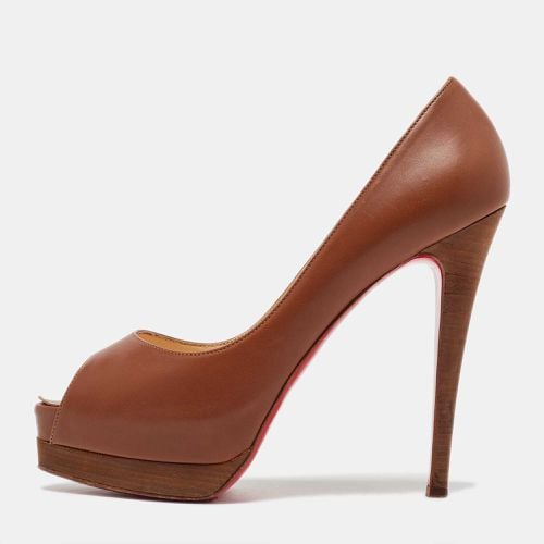 Christian Louboutin Brown Leather Peep Toe Platform Pumps Size 40.5 - Christian Louboutin - Modalova