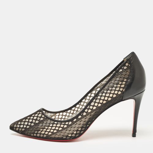 Christian Louboutin Black Lace and Leather Follies Lace Pumps Size 38.5 - Christian Louboutin - Modalova