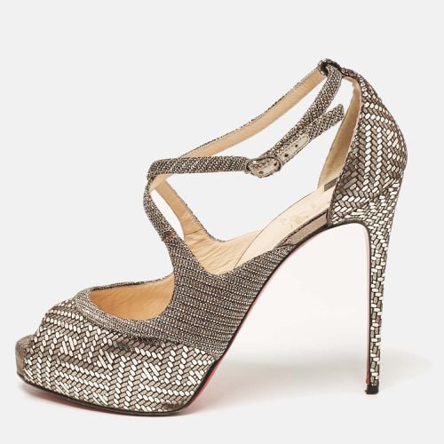 Christian Louboutin Gold Glitter and Suede Mira Bella Ankle Strap Sandals Size 39 - Christian Louboutin - Modalova