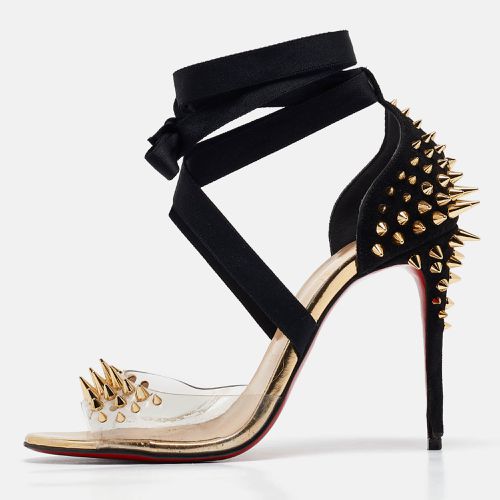 Christian Louboutin Black Suede and PVC Barbarissima Spike Wrap Sandals Size 38 - Christian Louboutin - Modalova