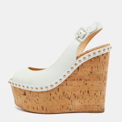 Christian Louboutin White Leather Monico Cork Platform Wedge Sandals Size 37 - Christian Louboutin - Modalova