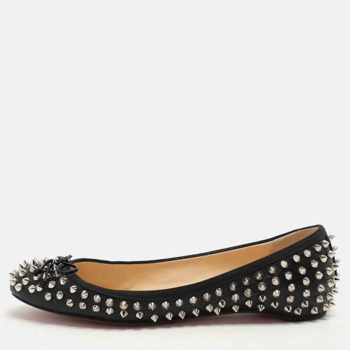 Christian Louboutin Black Leather Sonietta Spikes Bow Ballet Flats 38.5 - Christian Louboutin - Modalova