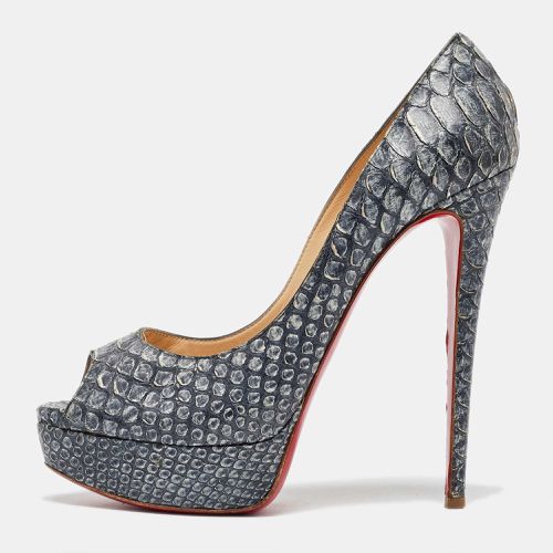 Christian Louboutin Grey Python Lady Peep Platform Pumps Size 40 - Christian Louboutin - Modalova