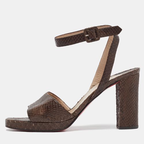 Christian Louboutin Brown Snakeskin Platform Ankle Strap Sandals Size 38.5 - Christian Louboutin - Modalova