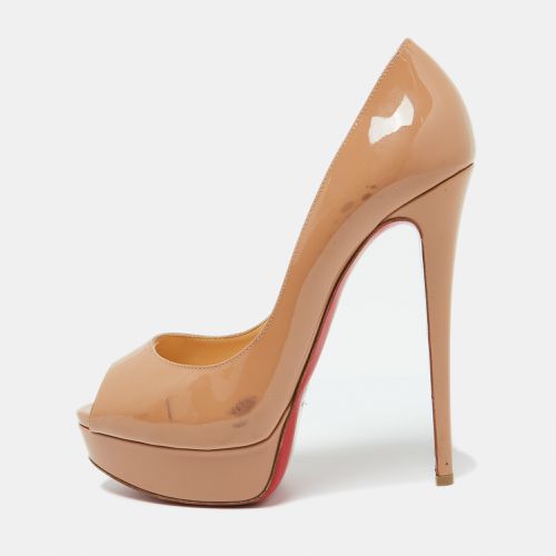 Christian Louboutin Beige Patent Leather Lady Peep Peep Toe Platform Pumps Size 39 - Christian Louboutin - Modalova