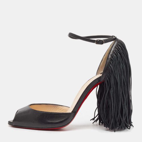 Christian Louboutin Black Leather Otrot Fringe Ankle-Strap Sandals Size 36.5 - Christian Louboutin - Modalova