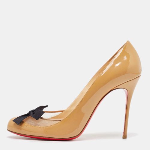 Christian Louboutin Beige Patent Leather and Mesh Bow Pumps Size 38.5 - Christian Louboutin - Modalova