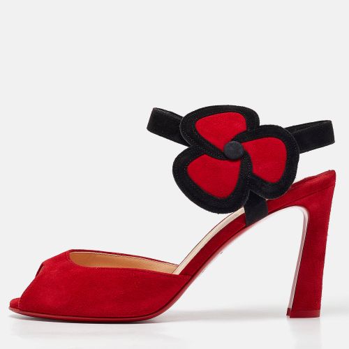 Christian Louboutin Red Suede Peep Toe Slingback Pumps Size 38 - Christian Louboutin - Modalova