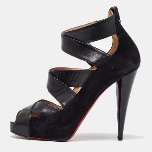 Christian Louboutin Black Leather and Suede Criss Cross Platform Pumps Size 39 - Christian Louboutin - Modalova