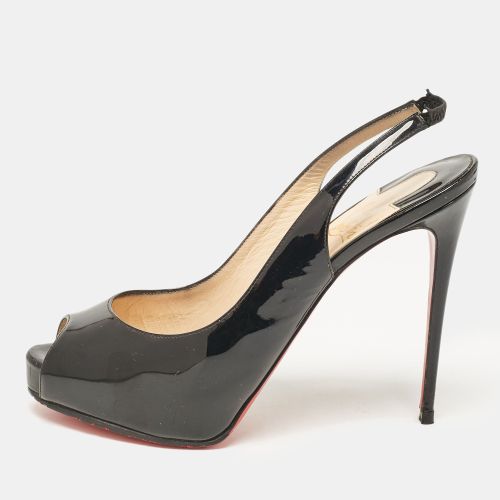 Christian Louboutin Black Patent Leather Private Number Slingback Pumps Size 38.5 - Christian Louboutin - Modalova