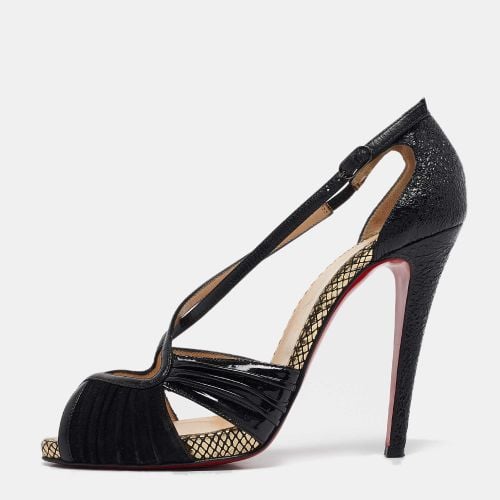 Christian Louboutin Black Leather and Suede Divinoche Peep Toe Pumps Size 41 - Christian Louboutin - Modalova