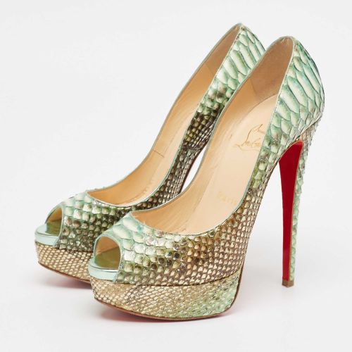 Size 37 Python Leather Platform Pumps - Christian Louboutin - Modalova