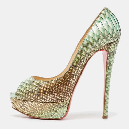 Christian Louboutin Two Tone Python Lady Peep Pumps Size 37 - Christian Louboutin - Modalova