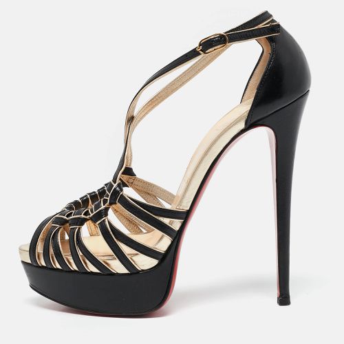 Christian Louboutin Black/Gold Leather 8 Mignons Sandals Size 38 - Christian Louboutin - Modalova