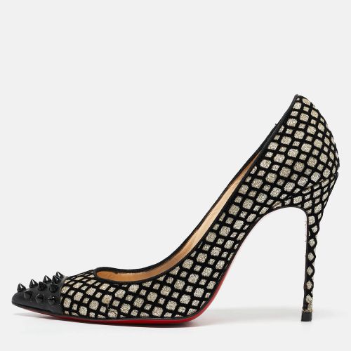 Christian Louboutin Black/Gold Glitter and Patent Leather Geo Pumps Size 36 - Christian Louboutin - Modalova