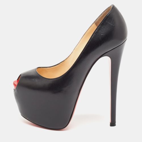 Christian Louboutin Black Leather Highness Peep Toe Pumps Size 35.5 - Christian Louboutin - Modalova