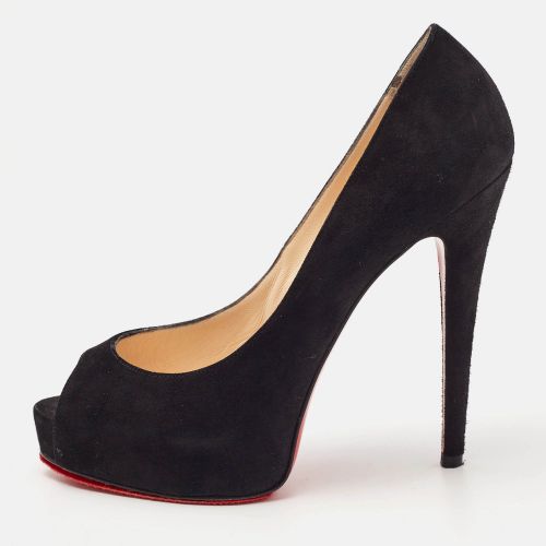 Christian Louboutin Black Suede Very Prive Peep Toe Pumps Size 37 - Christian Louboutin - Modalova