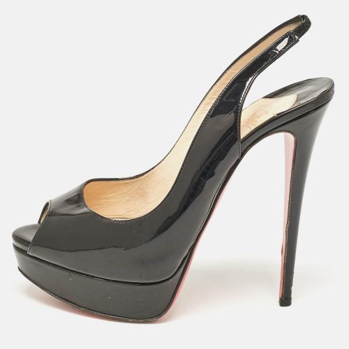 Christian Louboutin Black Patent Leather Lady Peep Slingback Pumps Size 40 - Christian Louboutin - Modalova