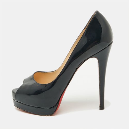 Christian Louboutin Navy Blue Patent Leather Lady Peep Toe Platform Pumps Size 37 - Christian Louboutin - Modalova