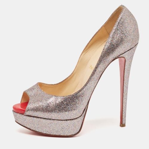 Christian Louboutin Metallic Glitter Lady Peep Toe Platform Pumps Size 38.5 - Christian Louboutin - Modalova