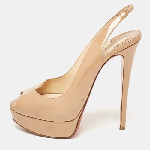 Christian Louboutin Beige Patent Leather Lady Peep Toe Slingback Pumps Size 38.5 - Christian Louboutin - Modalova