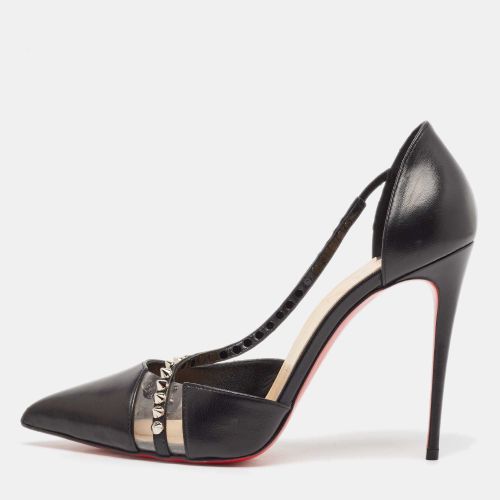 Christian Louboutin Black Leather And Pvc Spike Cross Pointed Toe Pumps Size 39 - Christian Louboutin - Modalova