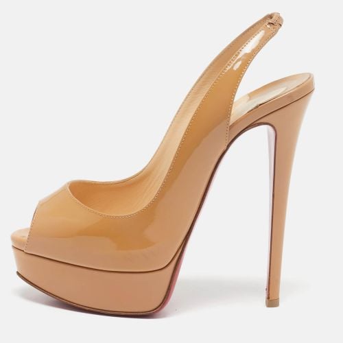 Christian Louboutin Beige Patent Leather Lady Peep Slingback Pumps Size 36.5 - Christian Louboutin - Modalova