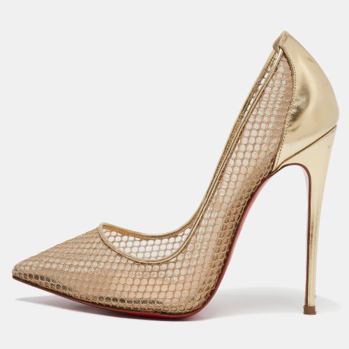 Christian Louboutin Gold Mesh and Leather Follies Resille Pointed Toe Pumps Size 36.5 - Christian Louboutin - Modalova