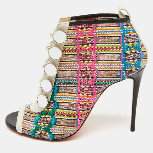 Christian Louboutin Multicolor Knit Fabric and Leather Ankle Length Boots Size 38 - Christian Louboutin - Modalova