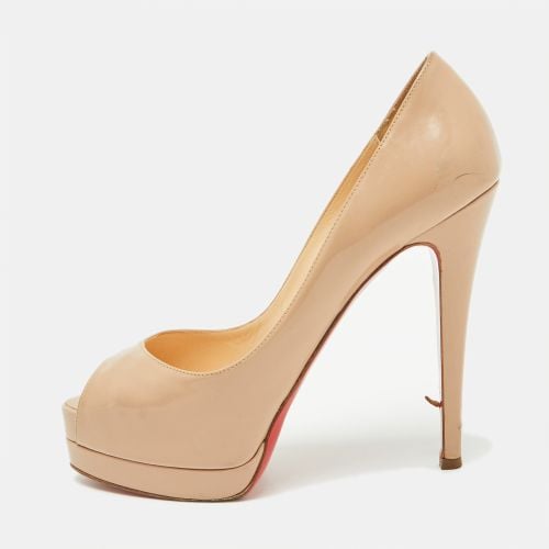 Christian Louboutin Beige Patent Leather Altadama Platform Peep Toe Pumps Size 38.5 - Christian Louboutin - Modalova